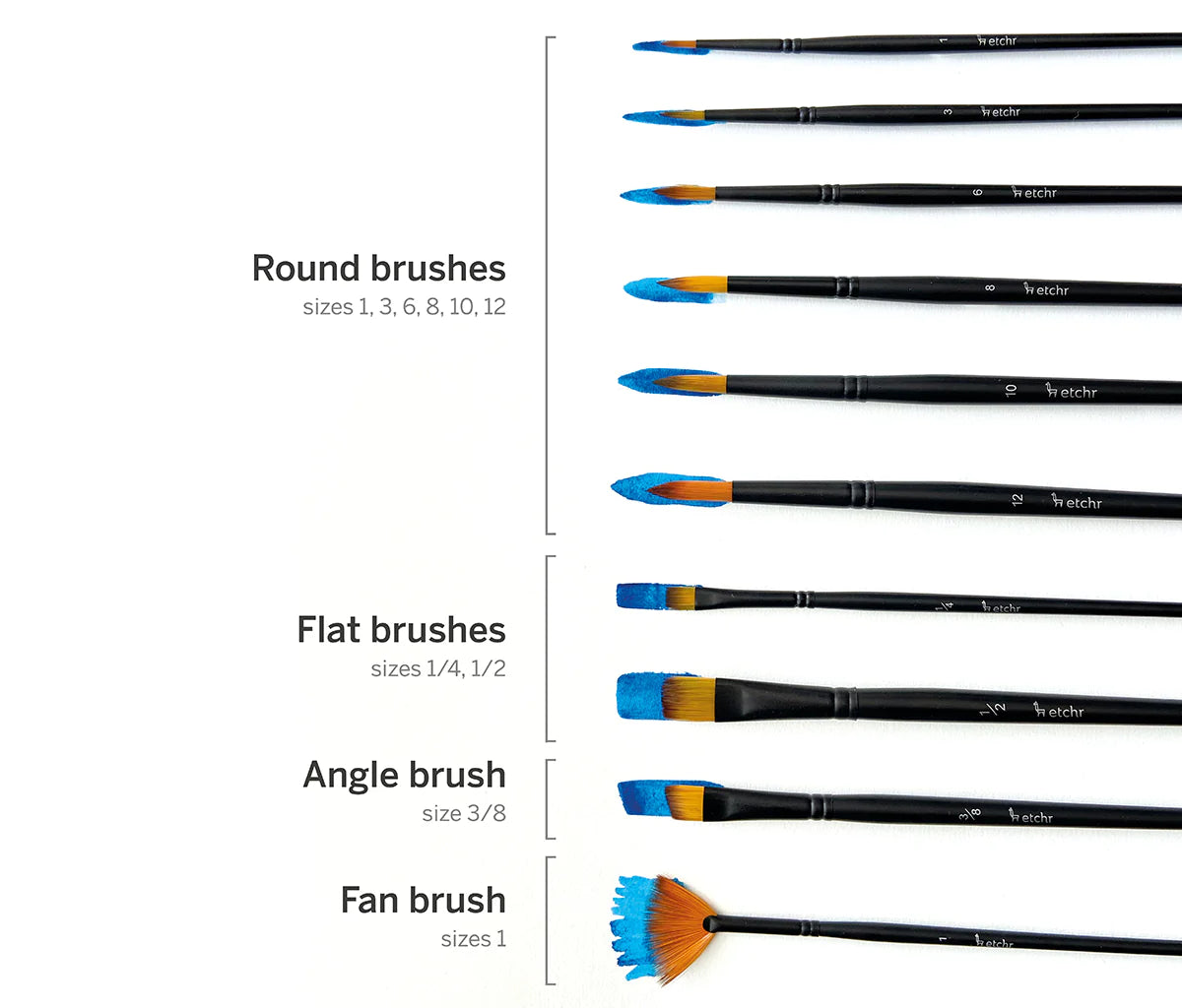 Etchr Watercolour Brushes | Set of 10