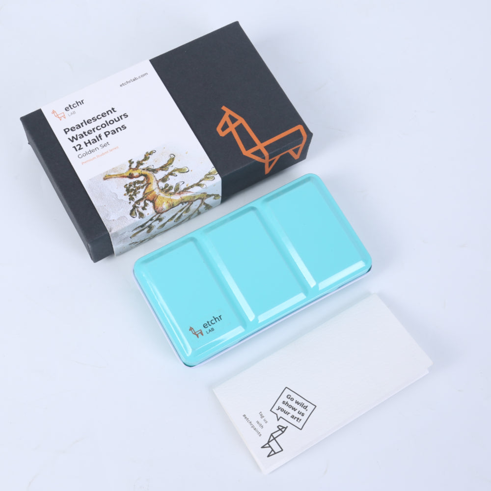 Etchr Pearlescent Watercolours | Golden 12 Half Pan Set