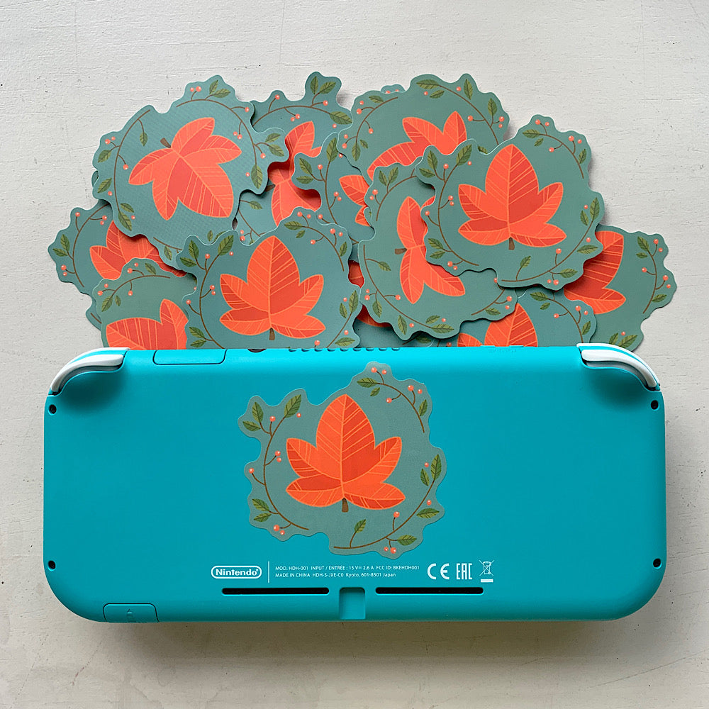 Autumn Leaves Wreath Vinyl Sticker by Cassandra Tan