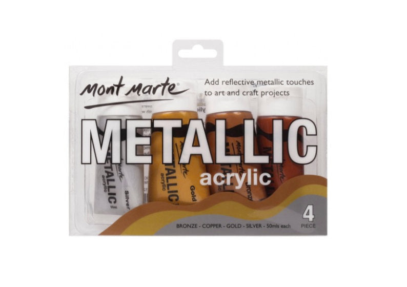 Mont Marte Metallic Acrylic 4-colour set | 50ml