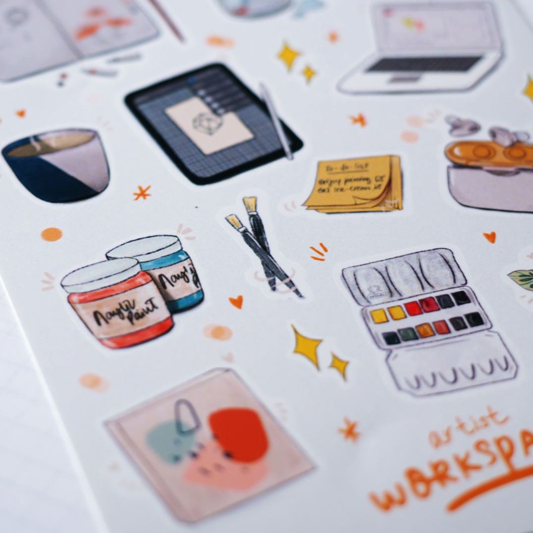 Artist Workspace Stickers by September Khu