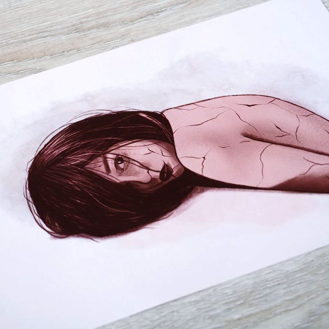 Cracking Girl | Art Print by September Khu