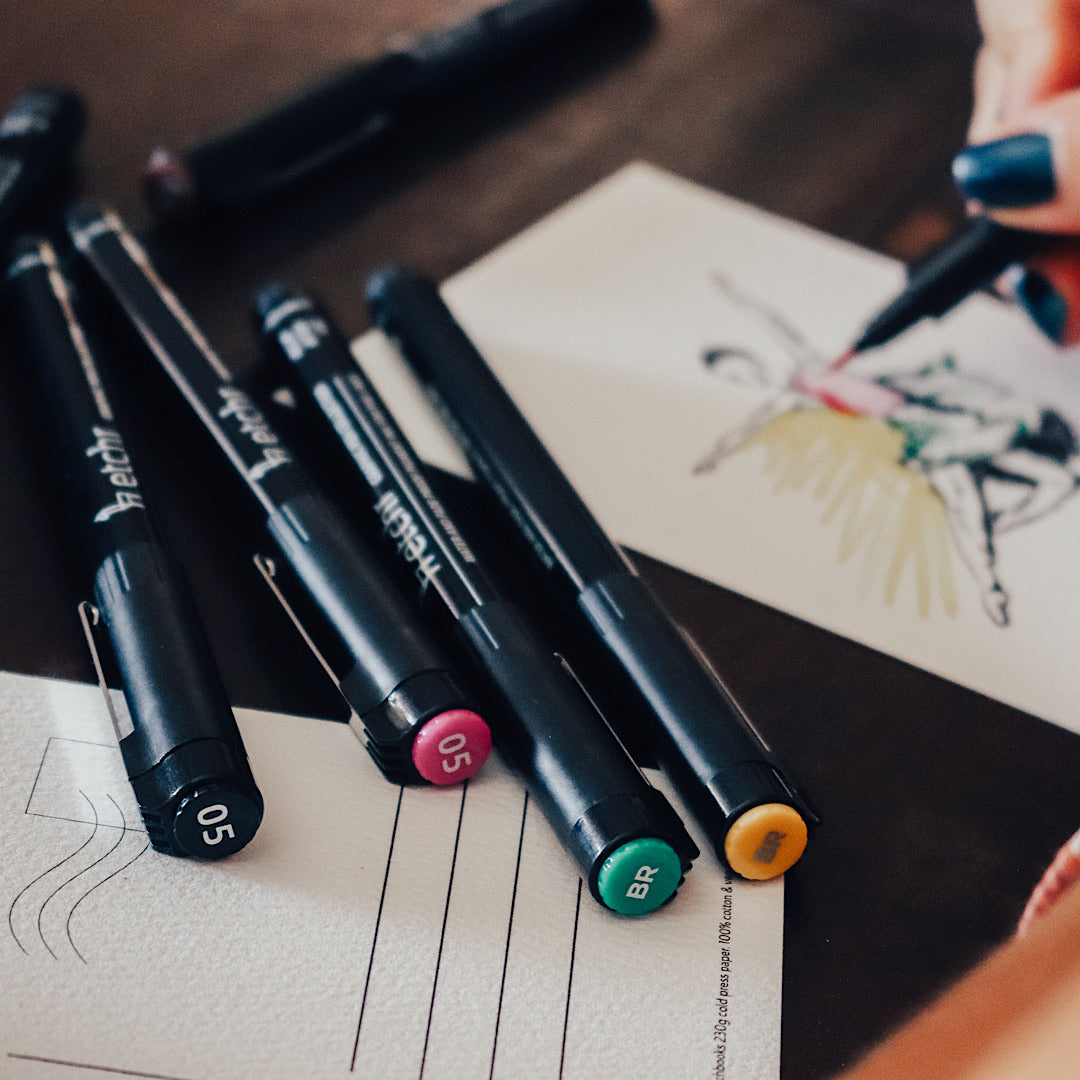 Etchr Fine-liner & Brush Pen | Coloured, set of 16