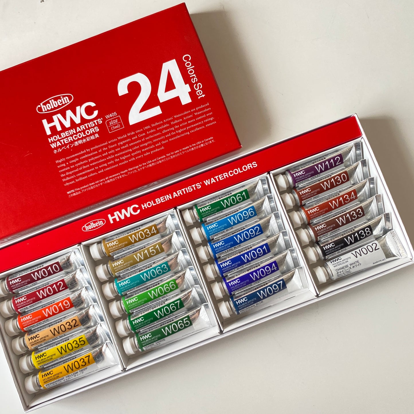 Holbein Artists’ Watercolours 5ml tubes | 24 colours set