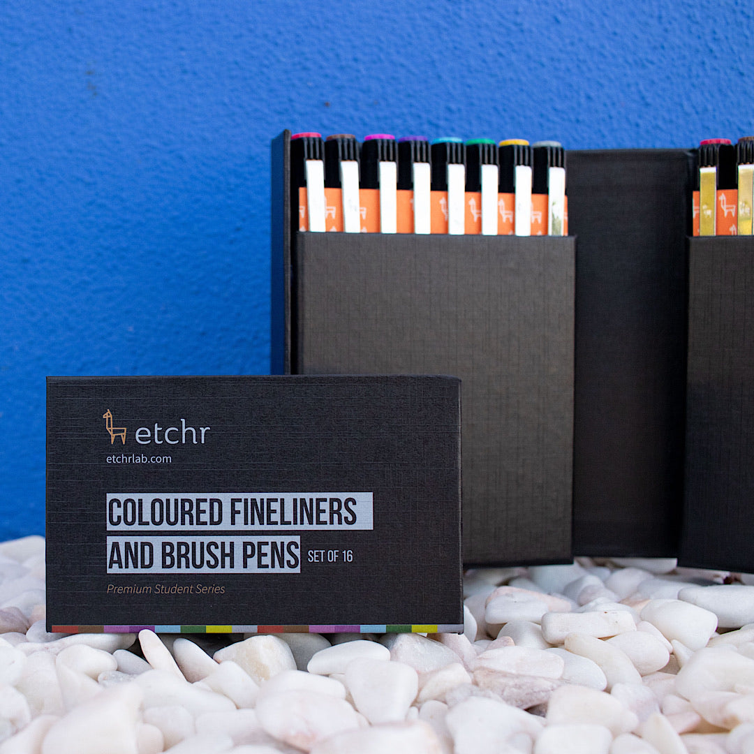 Etchr Fine-liner & Brush Pen | Coloured, set of 16