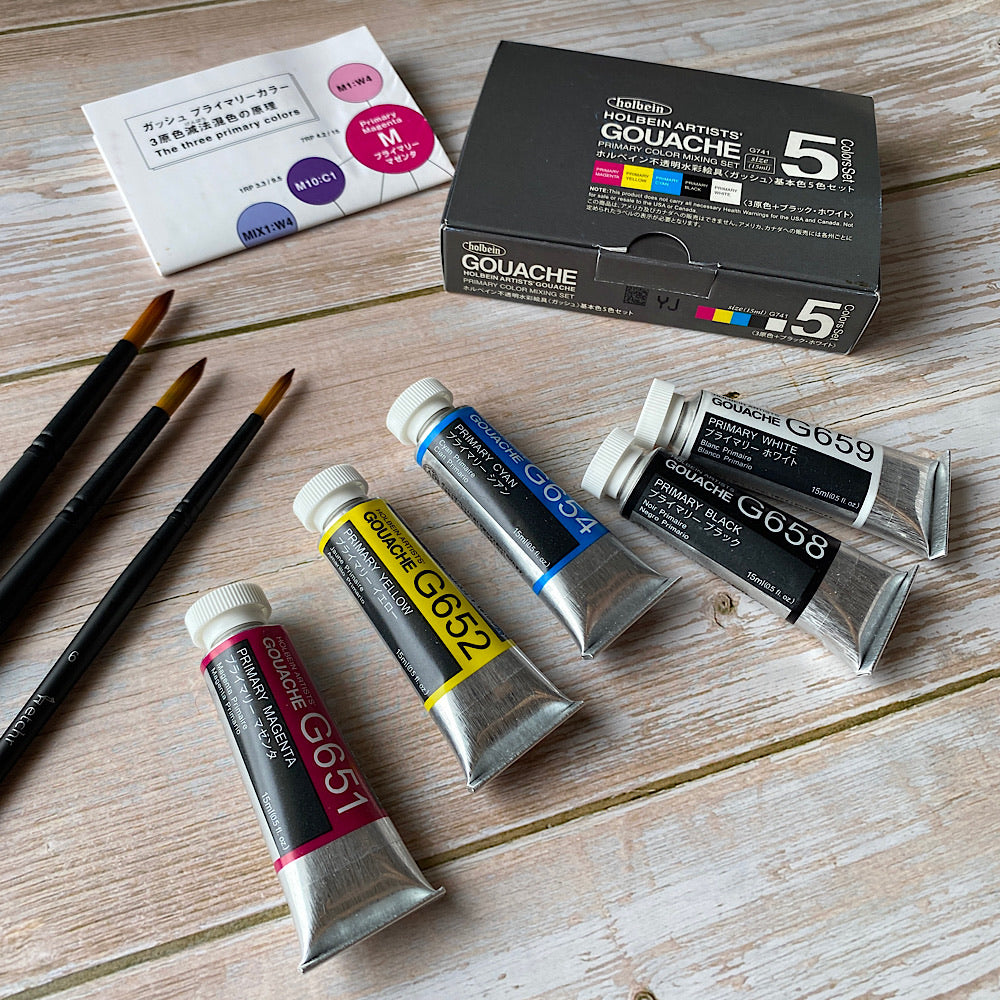 Holbein Artist’s Gouache Primary set | set of 5 colours (15ml)