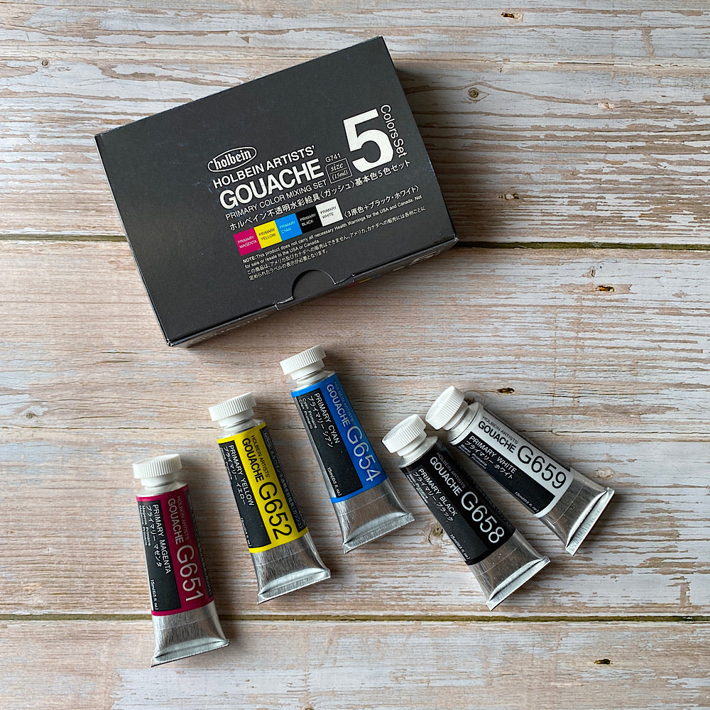 Holbein Artist’s Gouache Primary set | set of 5 colours (15ml)